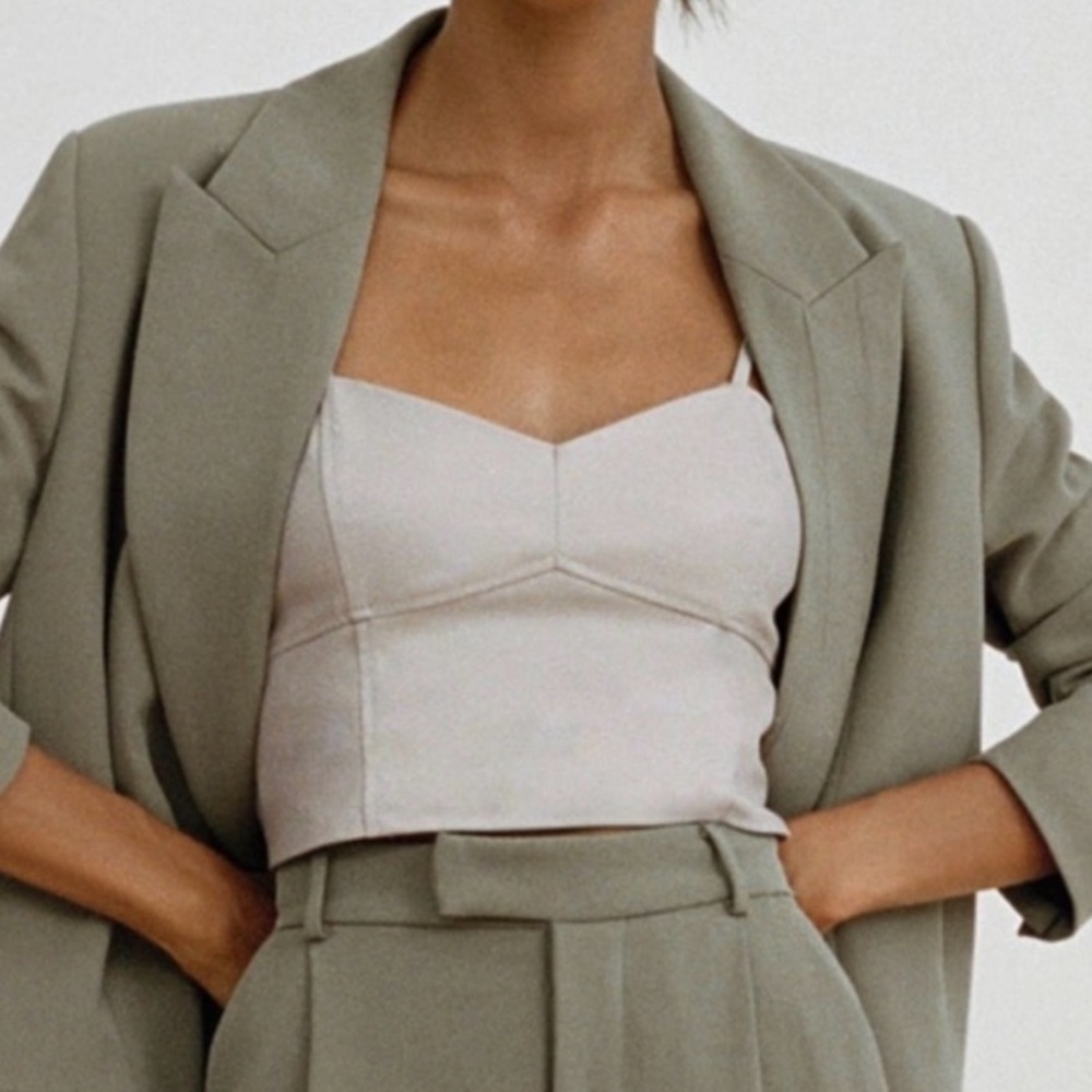 Zara faux leather gray bustier